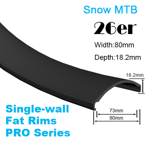 Single-wall Pro-Series Fat Bike Carbon Rim Snow Bike Rim 26er (width:80mm,depth:18.2mm)