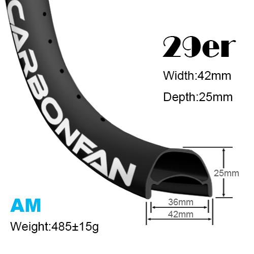 Width:42mm Depth:25mm 29er carbon mountain bike rims classic All mountain
