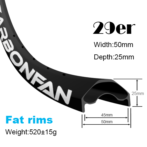 Fat carbon rims YH mountain bike rims 29er (width:50mm,depth:25mm) 