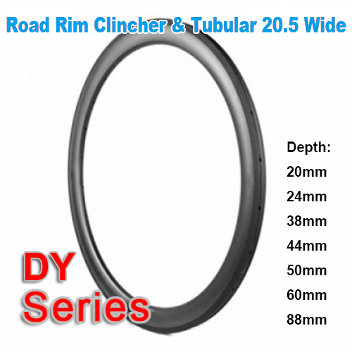 20.5mm Wide 700C carbon DY road rim series (Depth:20mm,24mm,38mm,44mm,50mm,60mm,88mm)