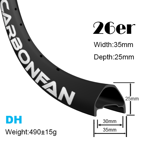 Width:35mm Depth:25mm 26er hookless carbon mountain bike rims Downhill