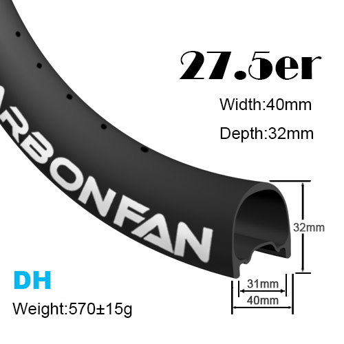 Width:40mm Depth:32mm 27.5er carbon mountain bike rims 650B Downhill 