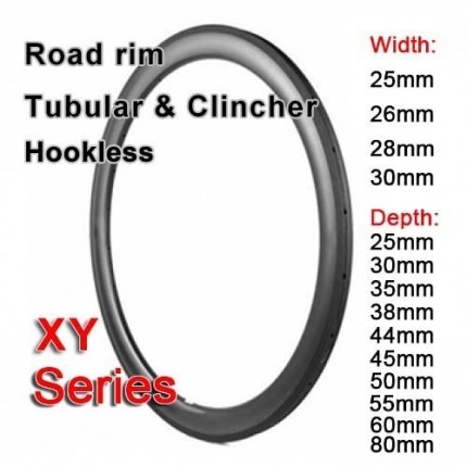700C carbon road rim XY series ( depth: 25mm, 30mm, 35mm, 38mm ,40mm, 44mm, 45mm, 50mm, 55mm, 60mm, 80mm )