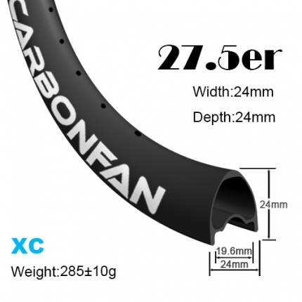 Width:24mm Depth:24mm 27.5er carbon mountain bike rims Cross country 650B Tubeless ready