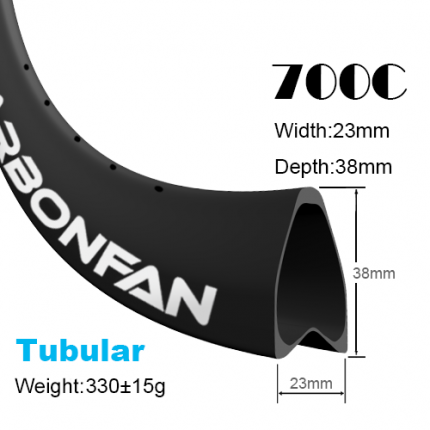 Depth:38mm width:23mm Tubular 700C tubeless Ready carbon road rims