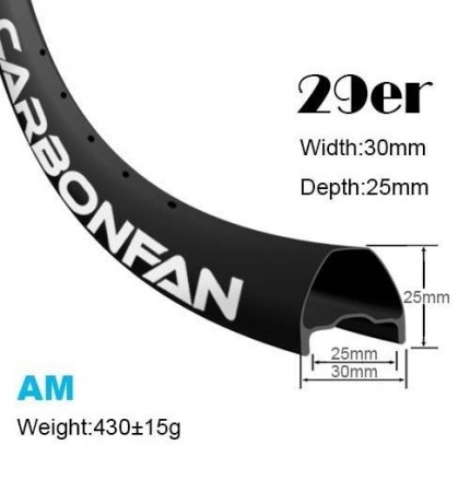 Width:30mm Depth:25mm 29er hookless carbon mountain bike rims all mountain tubeless compatible